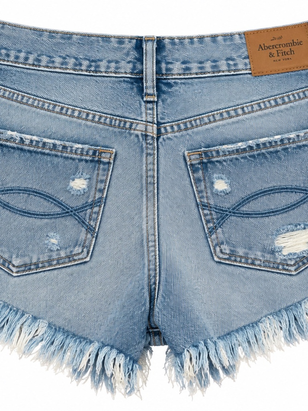 NWT Abercrombie & Fitch Festival High Rise Distressed Denim Shorts Size 2 / 26W - Picture 2 of 10